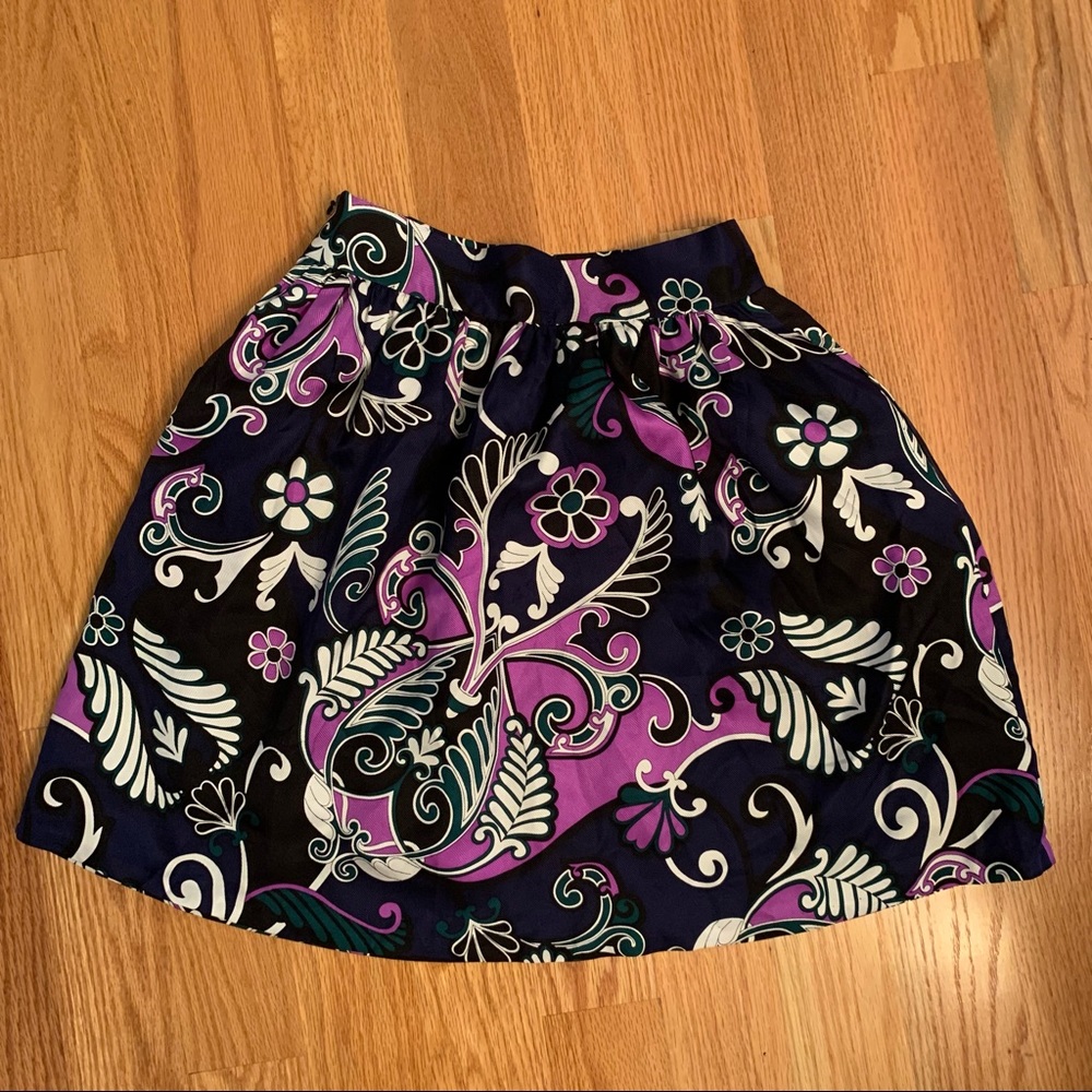 TIBI NEW YORK SILK PAISLEY MINI CIRCULAR SKIRT
